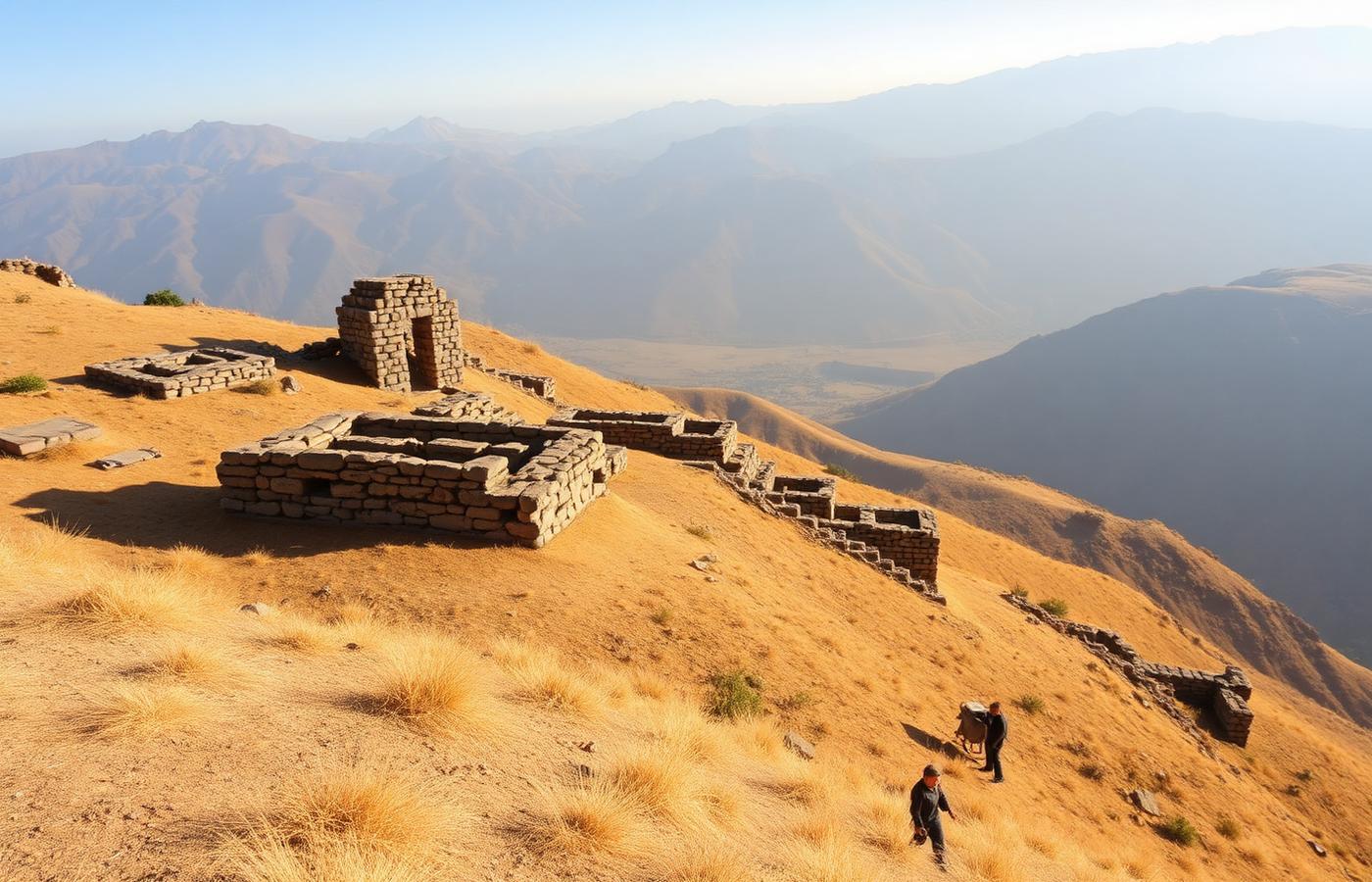 Inca Rakay stone ruins above the Sipe Sipe valley
